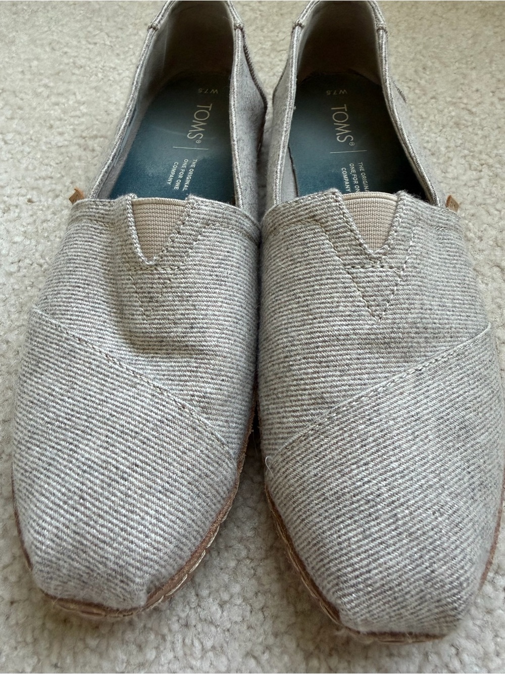 TOMS Slip-On Canvas Shoes in Light Gray Stripe